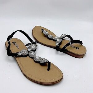 New White mountain bling jewel leather sandals size 6.5